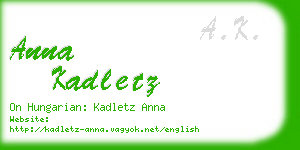 anna kadletz business card